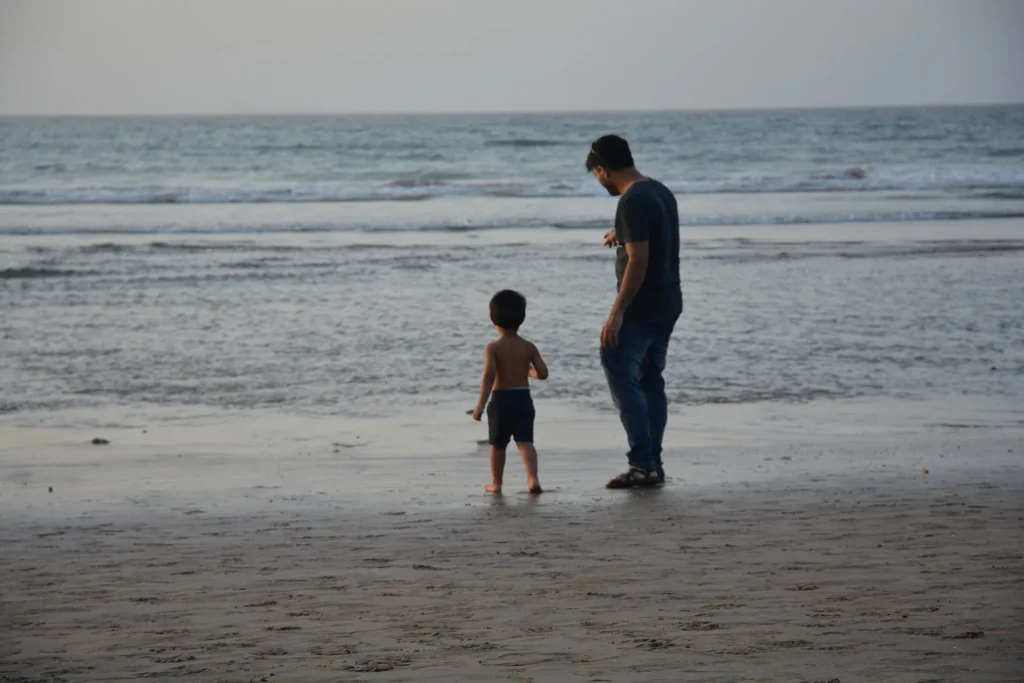Father and Son on beach