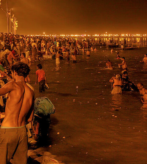 Crowd at Ganga Ghat in Mahakumbh