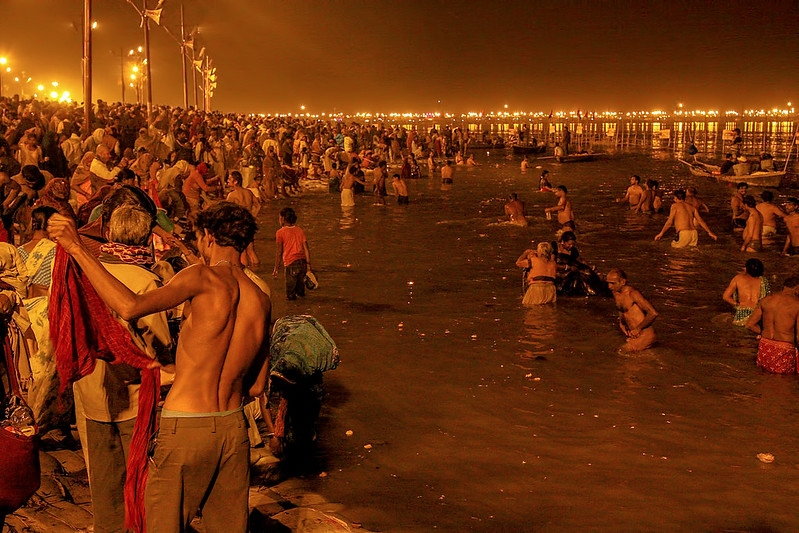 Crowd at Ganga Ghat in Mahakumbh