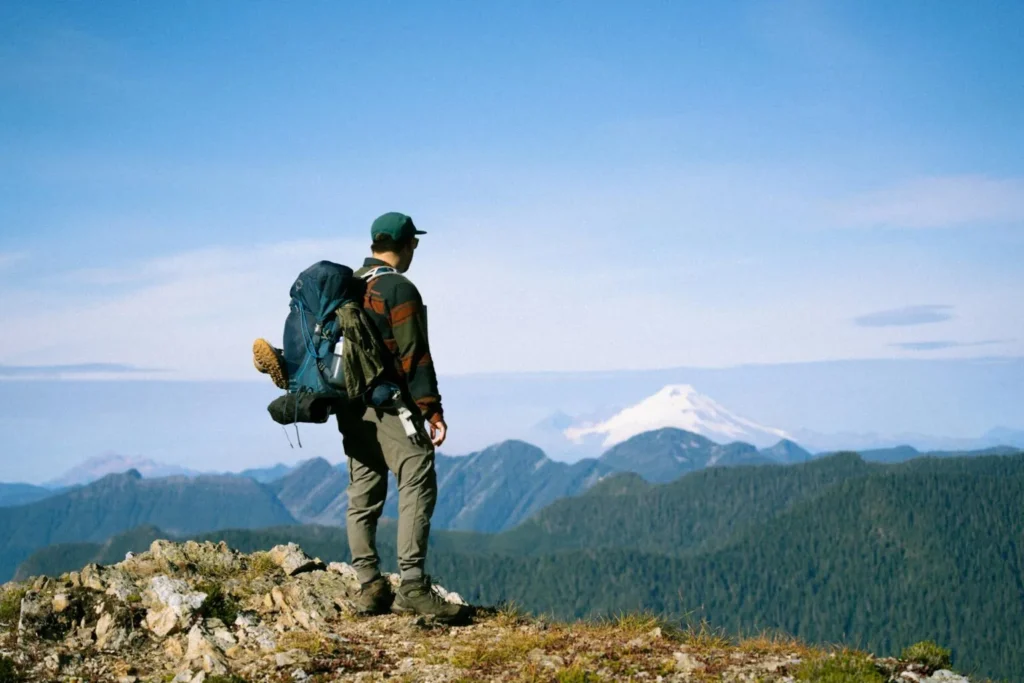 Mountaineer on top of hills