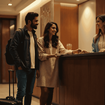 Couple Checkin at Hotel