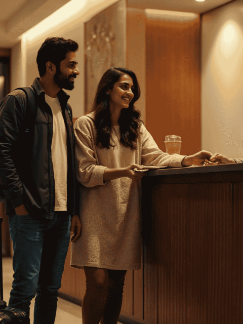 Couple Checkin at Hotel