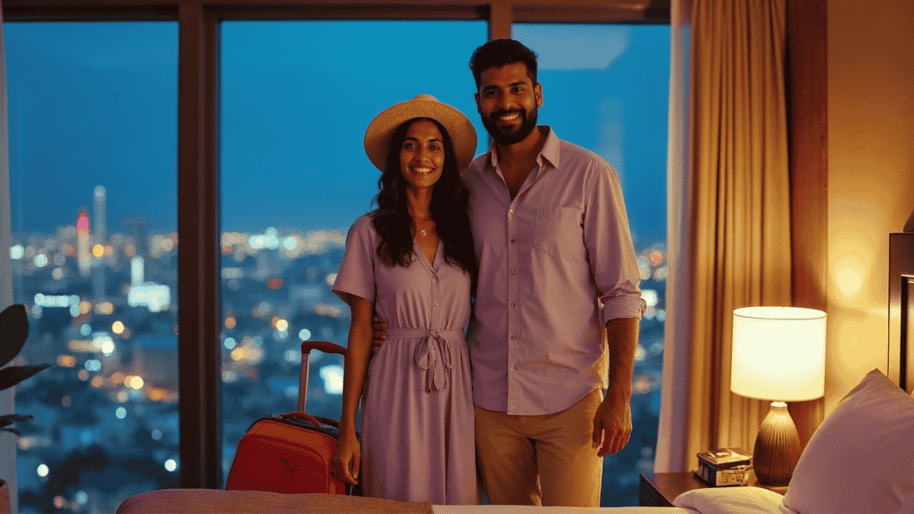 Couple at hotel room