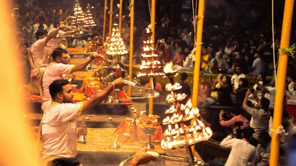 Ganga Aarti at Dashashwamedh Ghat in Varanasi at Night