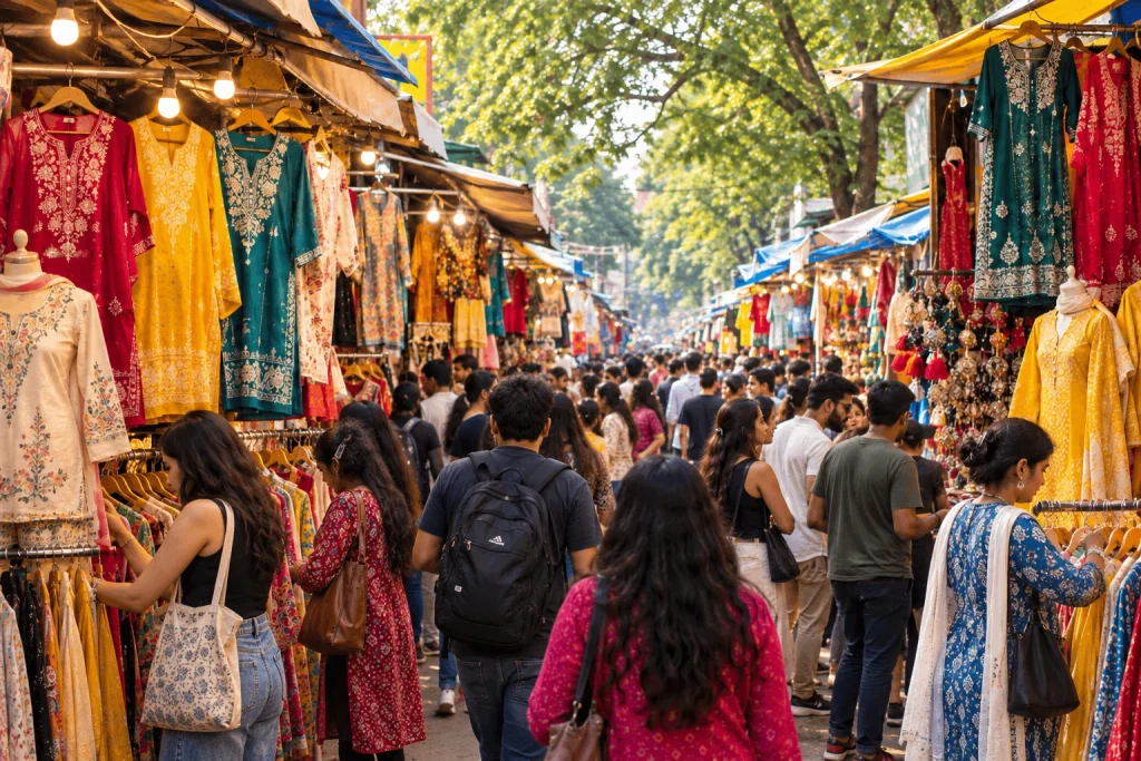 Sarojini Nagar Market in Delhi during diwali season